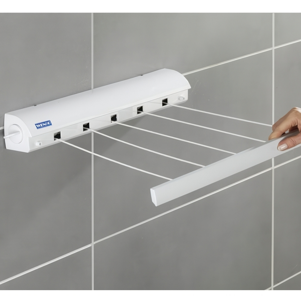 Drying lines, Wall mount, PULL-OUT, 21 m, White in the group Storage / Laundry and care / Drying racks at SmartaSaker.se (43114)