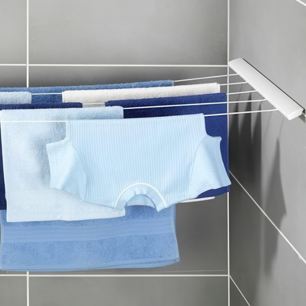 Drying lines, Wall mount, PULL-OUT, 21 m, White in the group Storage / Laundry and care / Drying racks at SmartaSaker.se (43114)