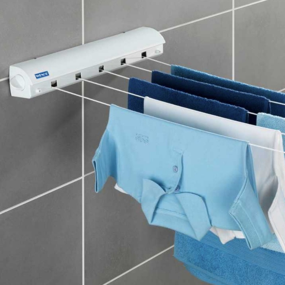 Drying lines, Wall mount, PULL-OUT, 21 m, White in the group Storage / Laundry and care / Drying racks at SmartaSaker.se (43114)