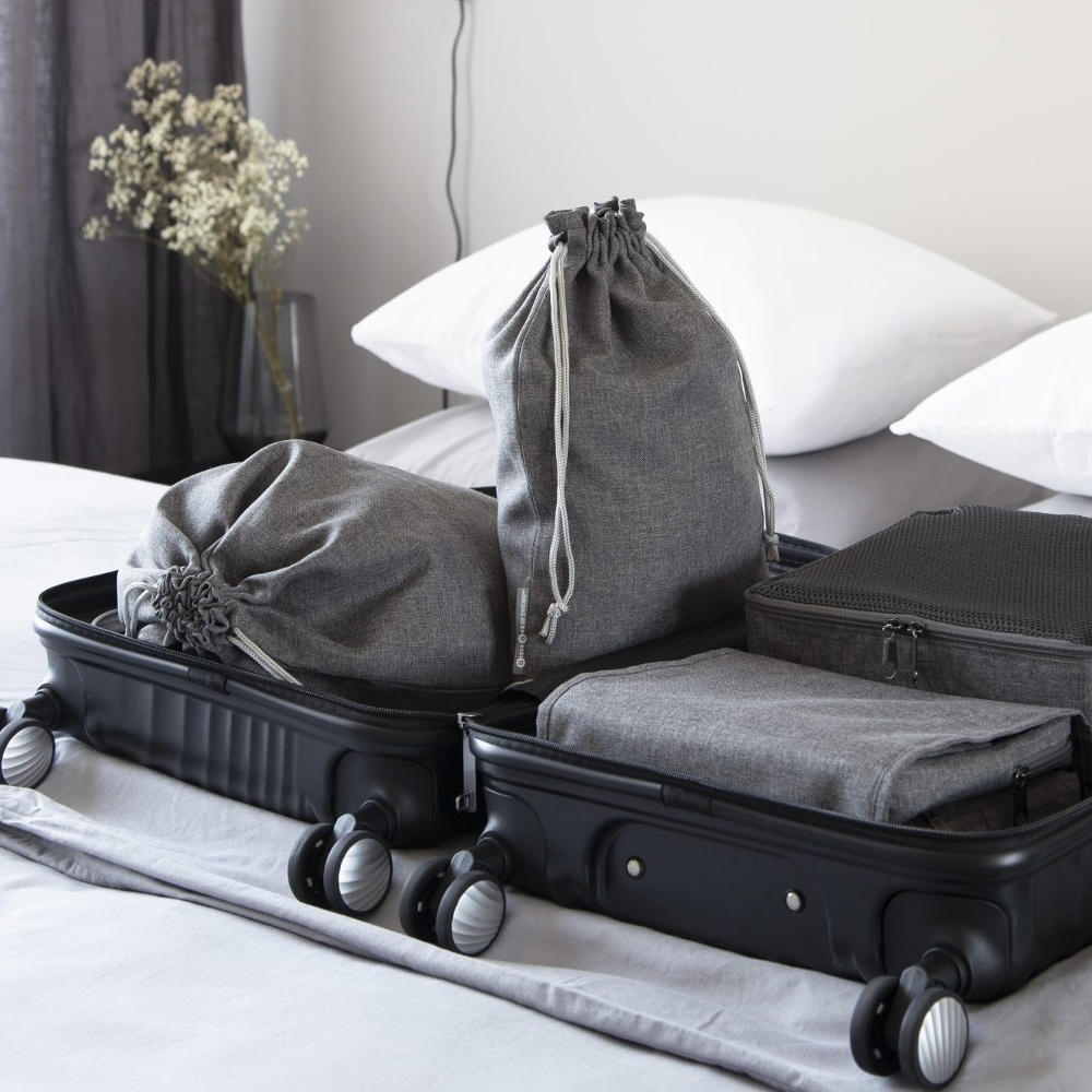 Travel Laundry bags, Set of 2, BIGSO, Small + Large bag, Dark Grey in the group Storage / Travel storage / Packing cubes at SmartaSaker.se (43143)