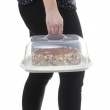 Cake Box with lid, SISTEMA BAKE IT CAKE & CUPCAKE STORER, Transparent / White