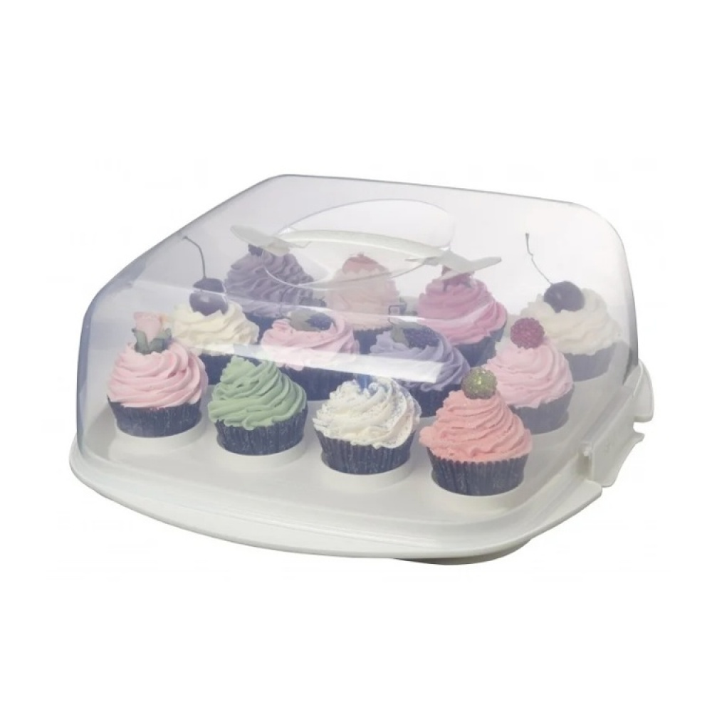 Cake Box with lid, SISTEMA BAKE IT CAKE & CUPCAKE STORER, Transparent / White in the group Storage / Kitchen storage at SmartaSaker.se (43145)