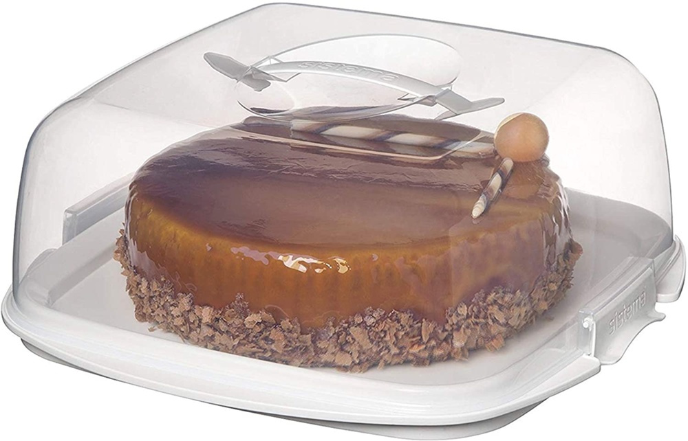 Cake Box with lid, SISTEMA BAKE IT CAKE & CUPCAKE STORER, Transparent / White in the group Storage / Kitchen storage at SmartaSaker.se (43145)