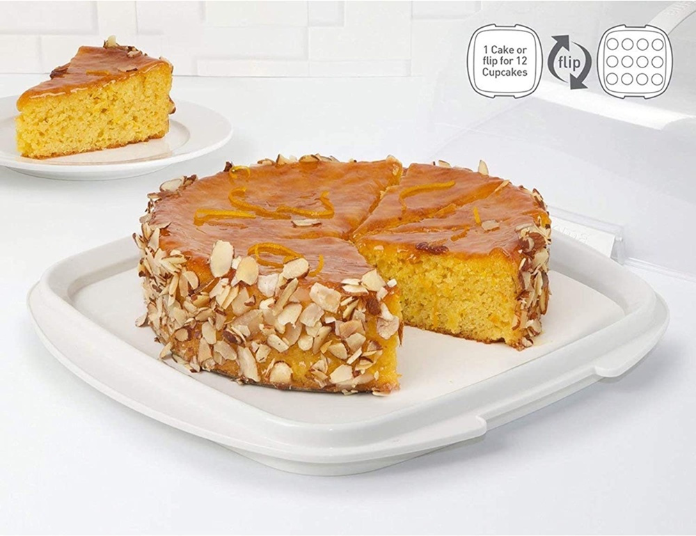 Cake Box with lid, SISTEMA BAKE IT CAKE & CUPCAKE STORER, Transparent / White in the group Storage / Kitchen storage at SmartaSaker.se (43145)