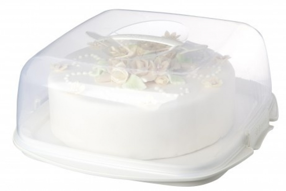 Cake Box with lid, SISTEMA BAKE IT CAKE & CUPCAKE STORER, Transparent / White in the group Storage / Kitchen storage at SmartaSaker.se (43145)