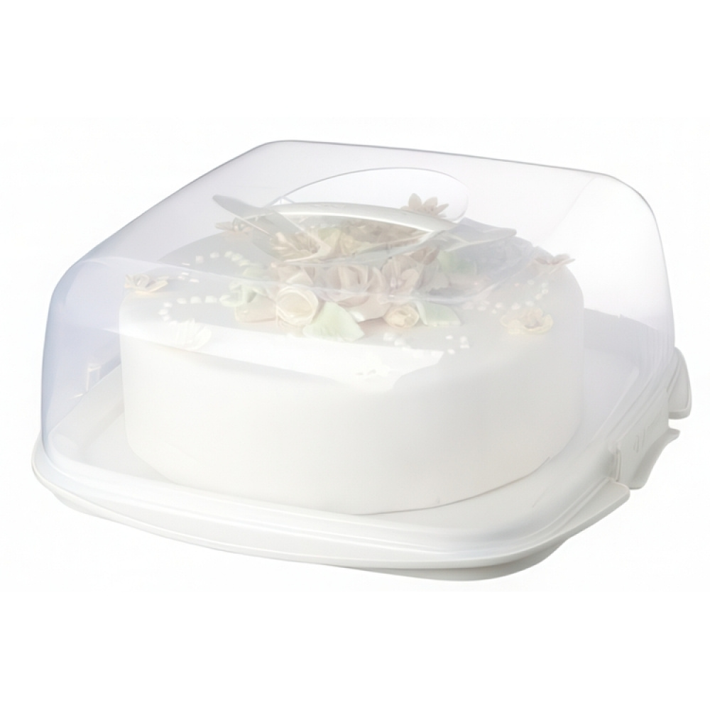 Cake Box with lid, SISTEMA BAKE IT CAKE & CUPCAKE STORER, Transparent / White in the group Storage / Kitchen storage at SmartaSaker.se (43145)