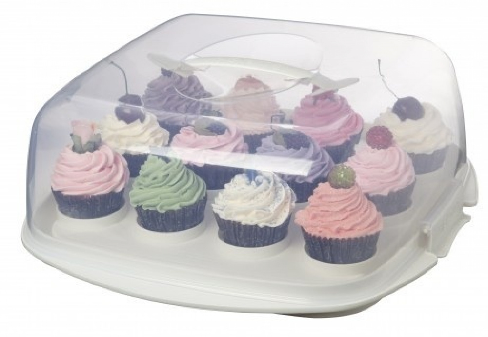 Cake Box with lid, SISTEMA BAKE IT CAKE & CUPCAKE STORER, Transparent / White in the group Storage / Kitchen storage at SmartaSaker.se (43145)