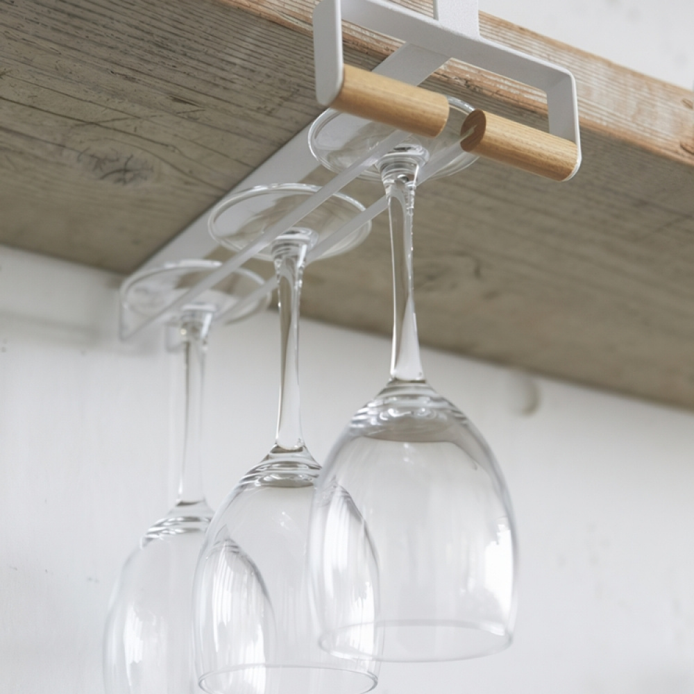 Under Cupboard Shelf Wine Glass Hanger, TOSCA, Yamazaki, White in the group Storage / Kitchen storage / Kitchen cabinet organizers / Under shelf storage at SmartaSaker.se (43153)