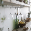 Under Cupboard Shelf Wine Glass Hanger, TOSCA, Yamazaki, White Under Cupboard Shelf Wine Glass Hanger, TOSCA, Yamazaki, White