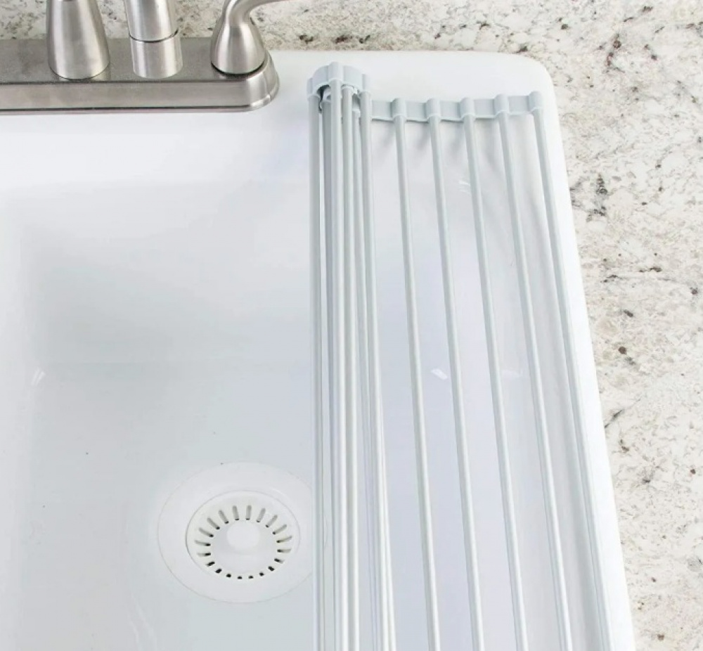 Draining Mat, METRO OVER SINK ROLL-UP, 47 x 28 cm, Silver / Grey in the group Storage / Kitchen storage / Dish racks and sink accessories at SmartaSaker.se (43156)