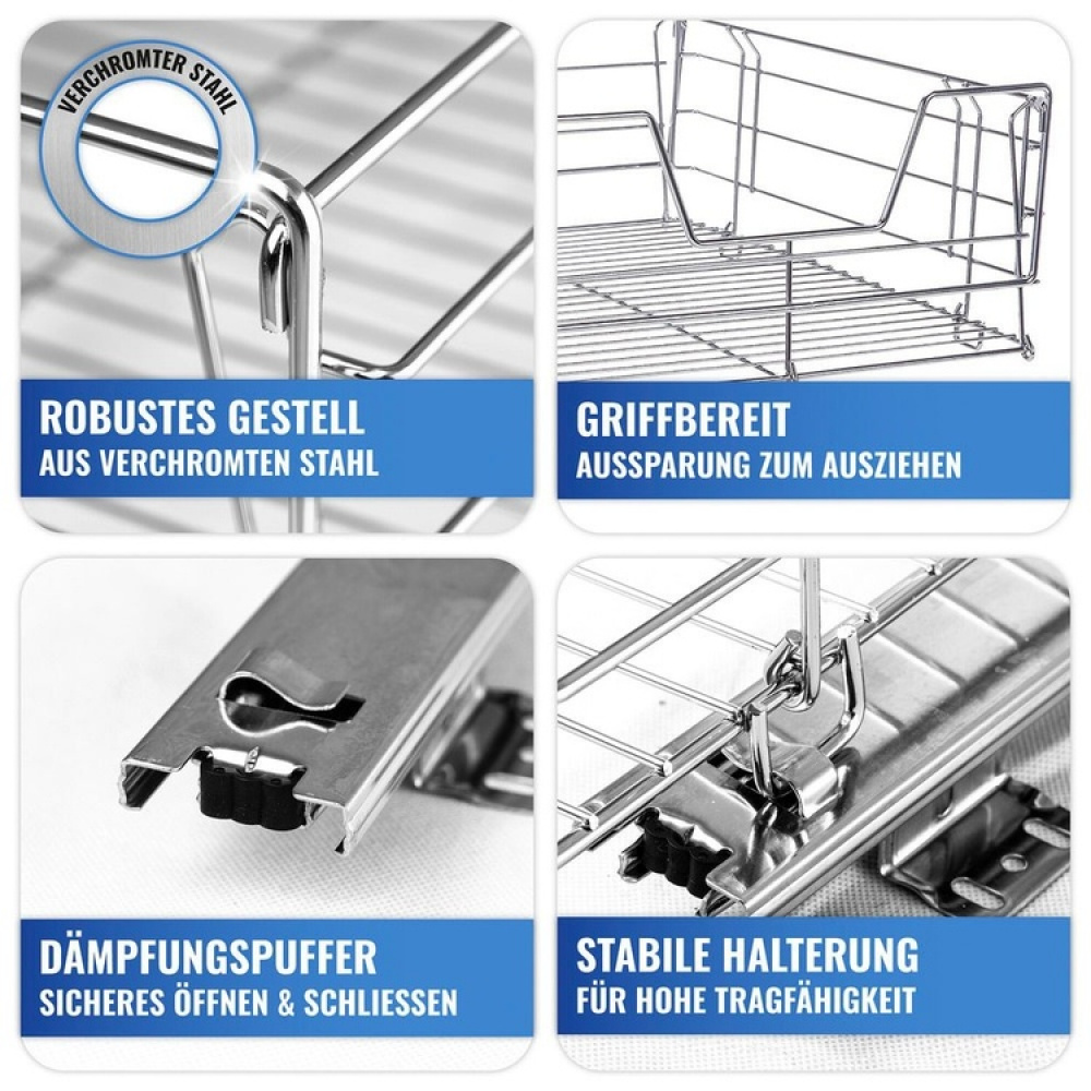 Pull-out shelf for cabinet, MAXI SLIDING RACK, 50 x 50 x H 23 cm, Silver in the group Storage / Kitchen storage / Kitchen cabinet organizers at SmartaSaker.se (43162)