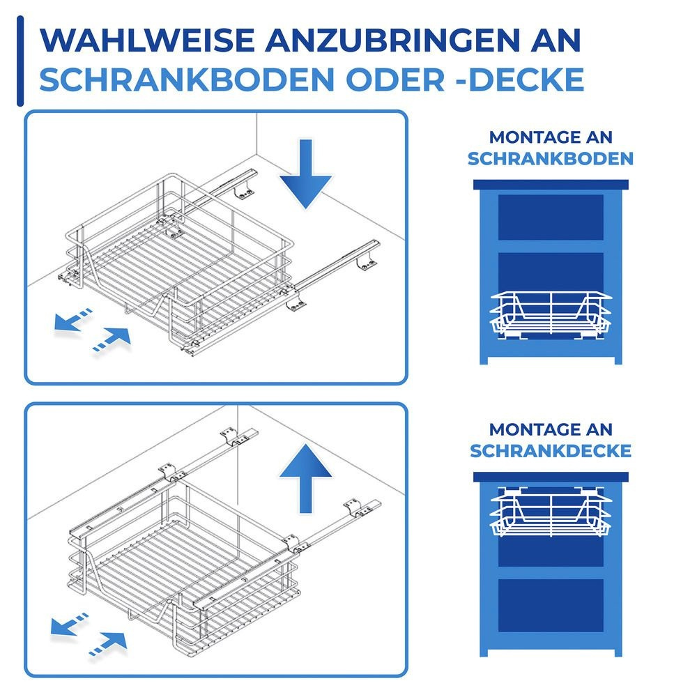 Pull-out shelf for cabinet, MAXI SLIDING RACK, 50 x 50 x H 23 cm, Silver in the group Storage / Kitchen storage / Kitchen cabinet organizers at SmartaSaker.se (43162)