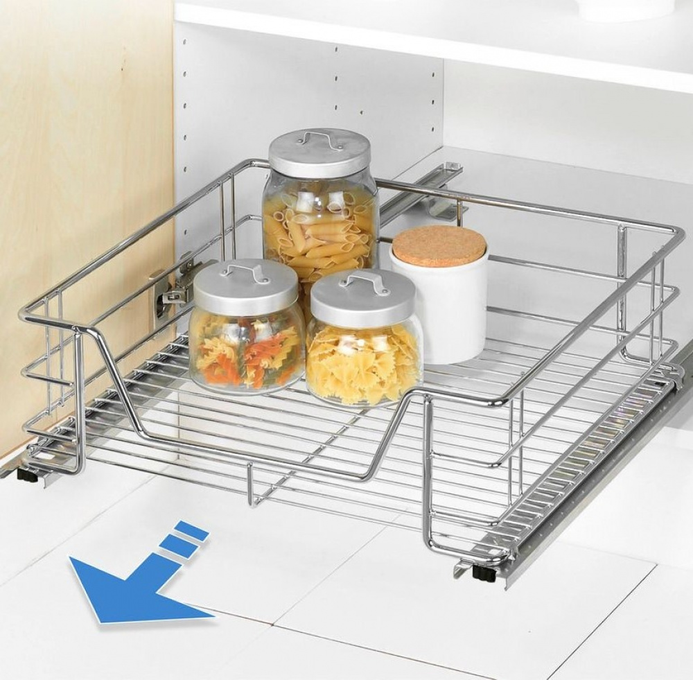 Pull-out shelf for cabinet, SLIDING RACK, 51 x 40 x H 18,5 cm, Silver in the group Storage / Kitchen storage / Kitchen cabinet organizers at SmartaSaker.se (43163)
