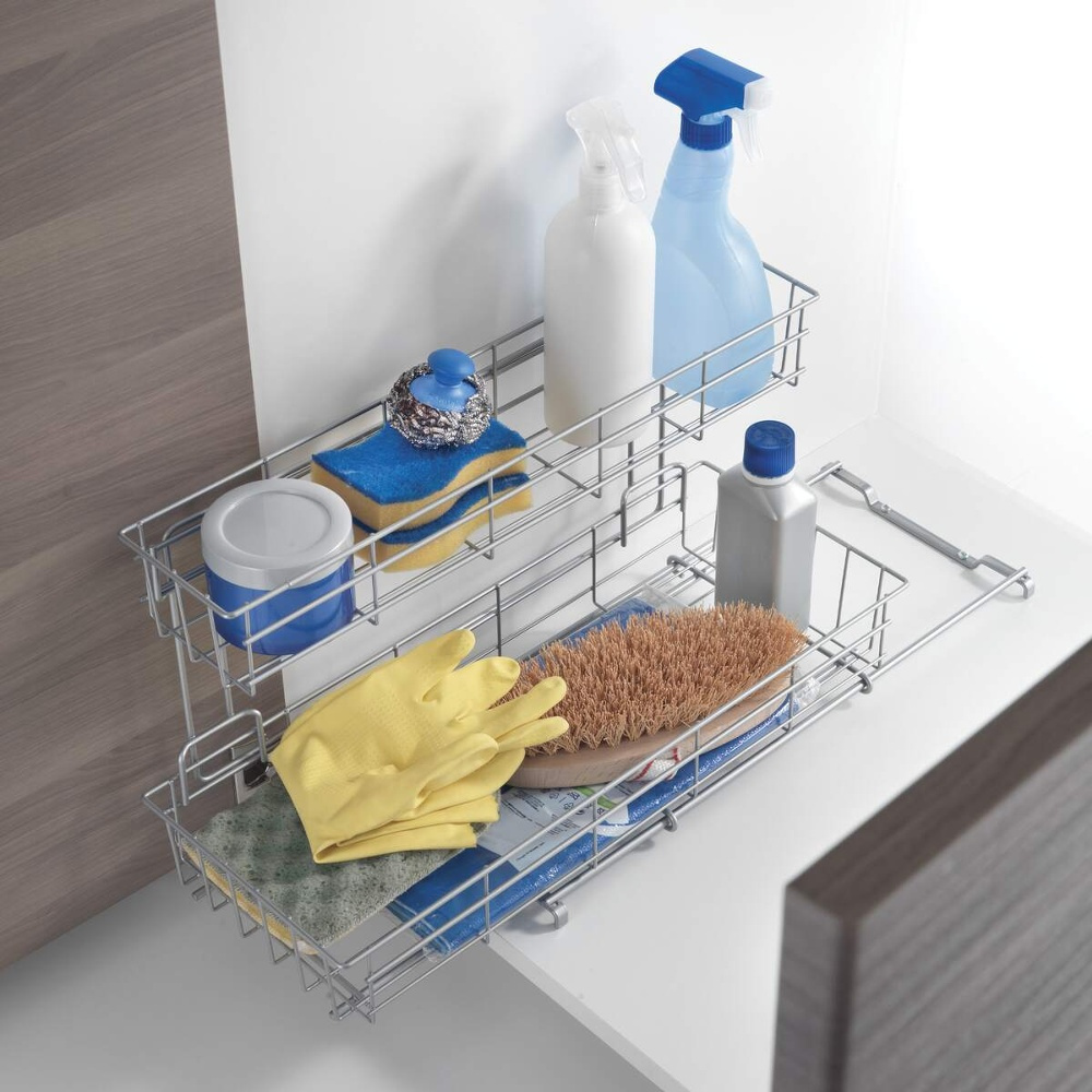 Pull-out storage shelf for cabinet, LIMPIO SLIDING ORGANISER, 50 x 20 x H 28 cm, Silver in the group Storage / Kitchen storage / Kitchen cabinet organizers at SmartaSaker.se (43164)