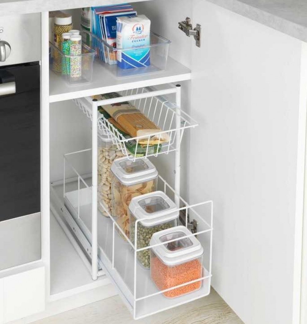 Pull-out storage baskets for cabinet, WANJA, 45 x 23 x H45 cm, White in the group Storage / Kitchen storage / Kitchen cabinet organizers / Under sink storage at SmartaSaker.se (43173)