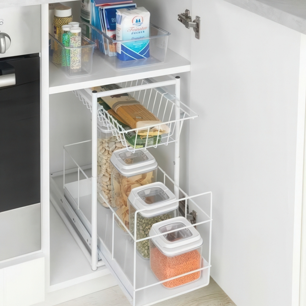 Pull-out storage baskets for cabinet, WANJA, 45 x 23 x H45 cm, White in the group Storage / Kitchen storage / Kitchen cabinet organizers / Under sink storage at SmartaSaker.se (43173)