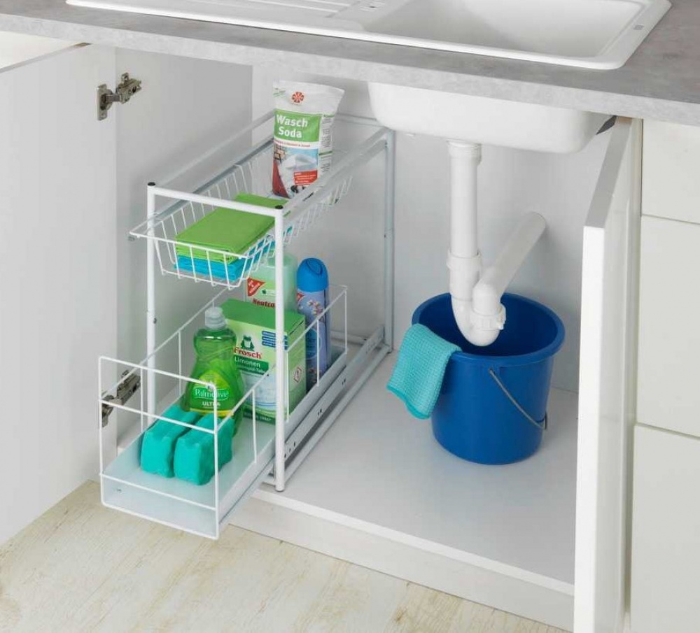 Pull-out storage baskets for cabinet, WANJA, 45 x 23 x H45 cm, White in the group Storage / Kitchen storage / Kitchen cabinet organizers / Under sink storage at SmartaSaker.se (43173)
