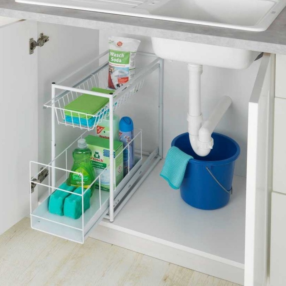 Pull-out storage baskets for cabinet, WANJA, 45 x 23 x H45 cm, White in the group Storage / Kitchen storage / Kitchen cabinet organizers / Under sink storage at SmartaSaker.se (43173)