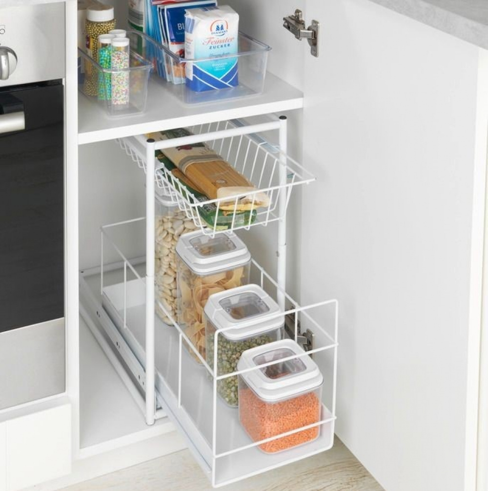 Pull-out storage baskets for cabinet, WANJA, 45 x 23 x H45 cm, White in the group Storage / Kitchen storage / Kitchen cabinet organizers / Under sink storage at SmartaSaker.se (43173)