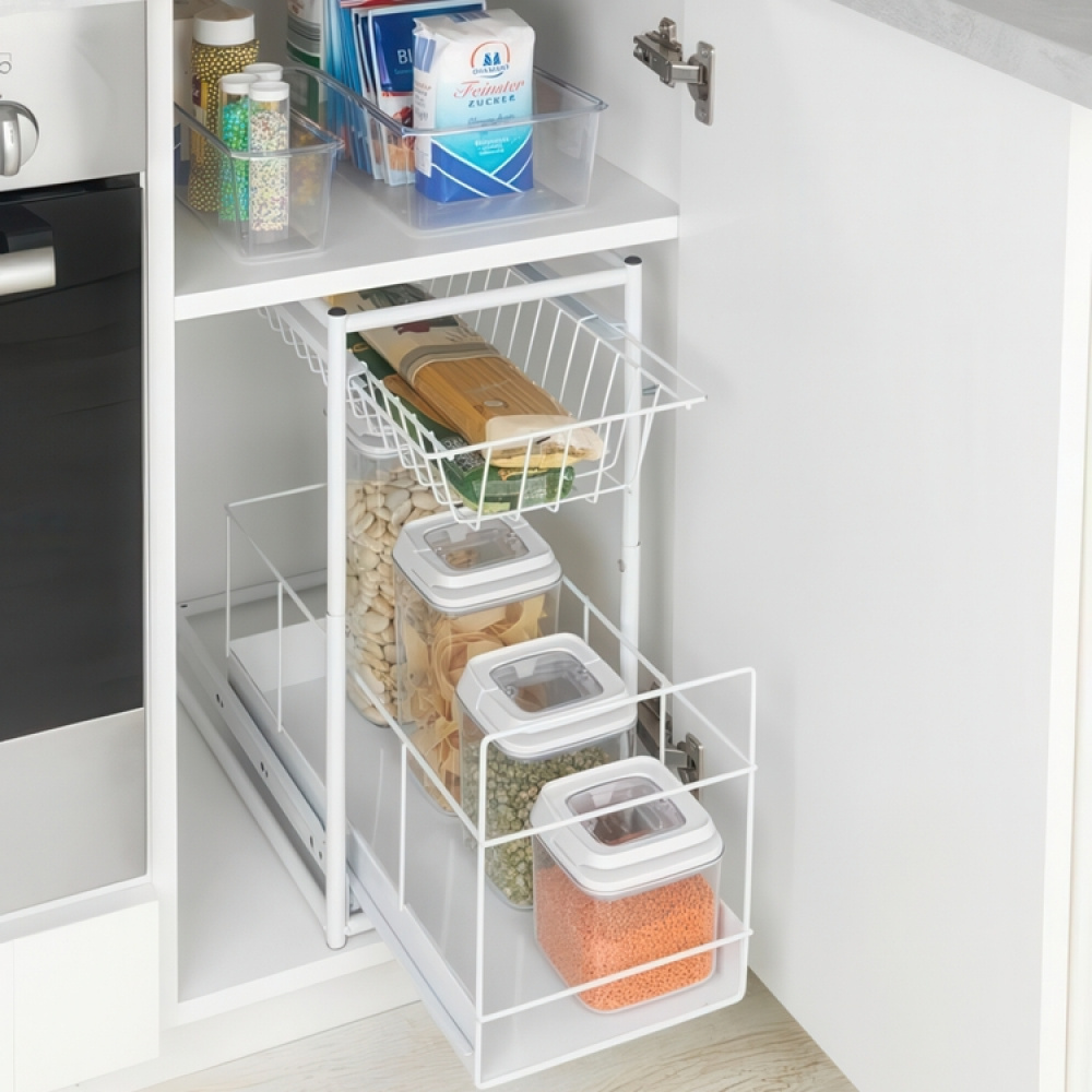 Pull-out storage baskets for cabinet, WANJA, 45 x 23 x H45 cm, White in the group Storage / Kitchen storage / Kitchen cabinet organizers / Under sink storage at SmartaSaker.se (43173)