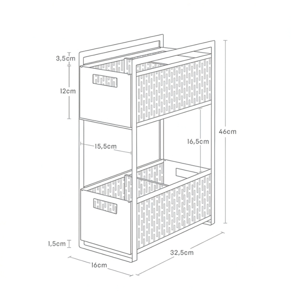 Pull-out storage, TOWER 2-TIERD BASKETS, Yamazaki, 32.5 x 16 x H 46 cm in the group Storage / Kitchen storage / Kitchen cabinet organizers / Under sink storage at SmartaSaker.se (43176)