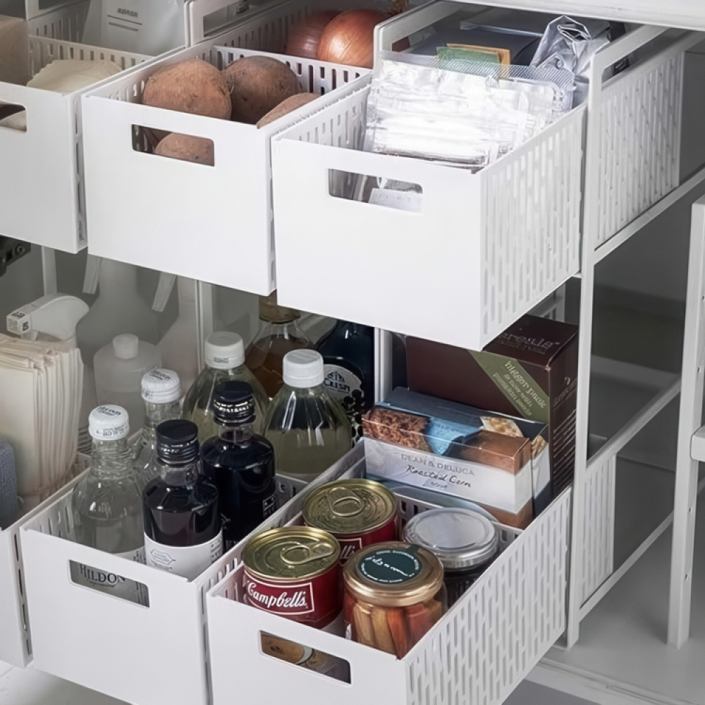 Pull-out storage, TOWER 2-TIERD BASKETS, Yamazaki, 32.5 x 16 x H 46 cm in the group Storage / Kitchen storage / Kitchen cabinet organizers / Under sink storage at SmartaSaker.se (43176)