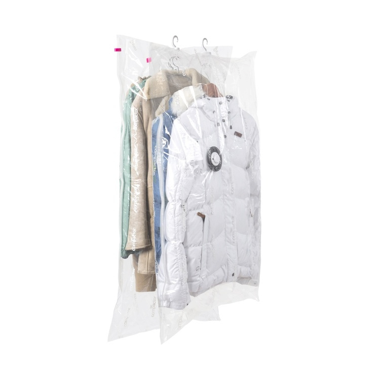 Vacuum bag with hanger, ESPACE PLUS, Short 70 x 105 cm + Long 70 x 145 cm, Transparent in the group Storage / Wardrobe storage / Vacuum storage / Hanging vacuum bags at SmartaSaker.se (43177)
