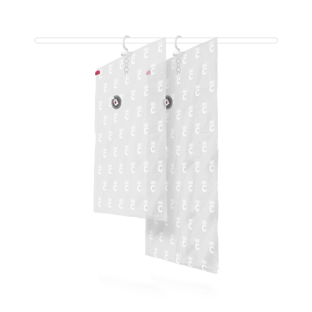 Vacuum bag with hanger, ESPACE PLUS, Short 70 x 105 cm + Long 70 x 145 cm, Transparent in the group Storage / Wardrobe storage / Vacuum storage / Hanging vacuum bags at SmartaSaker.se (43177)