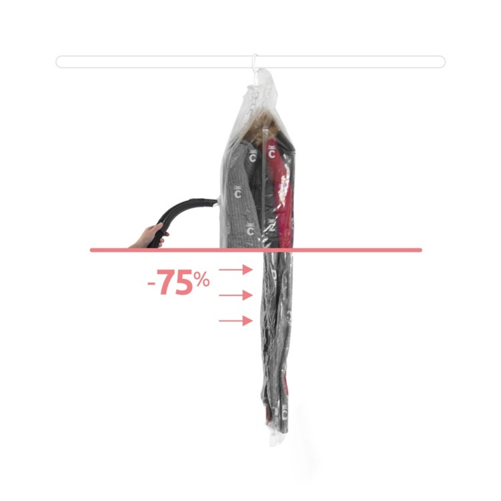 Vacuum bag with hanger, ESPACE PLUS, Short 70 x 105 cm + Long 70 x 145 cm, Transparent in the group Storage / Wardrobe storage / Vacuum storage / Hanging vacuum bags at SmartaSaker.se (43177)