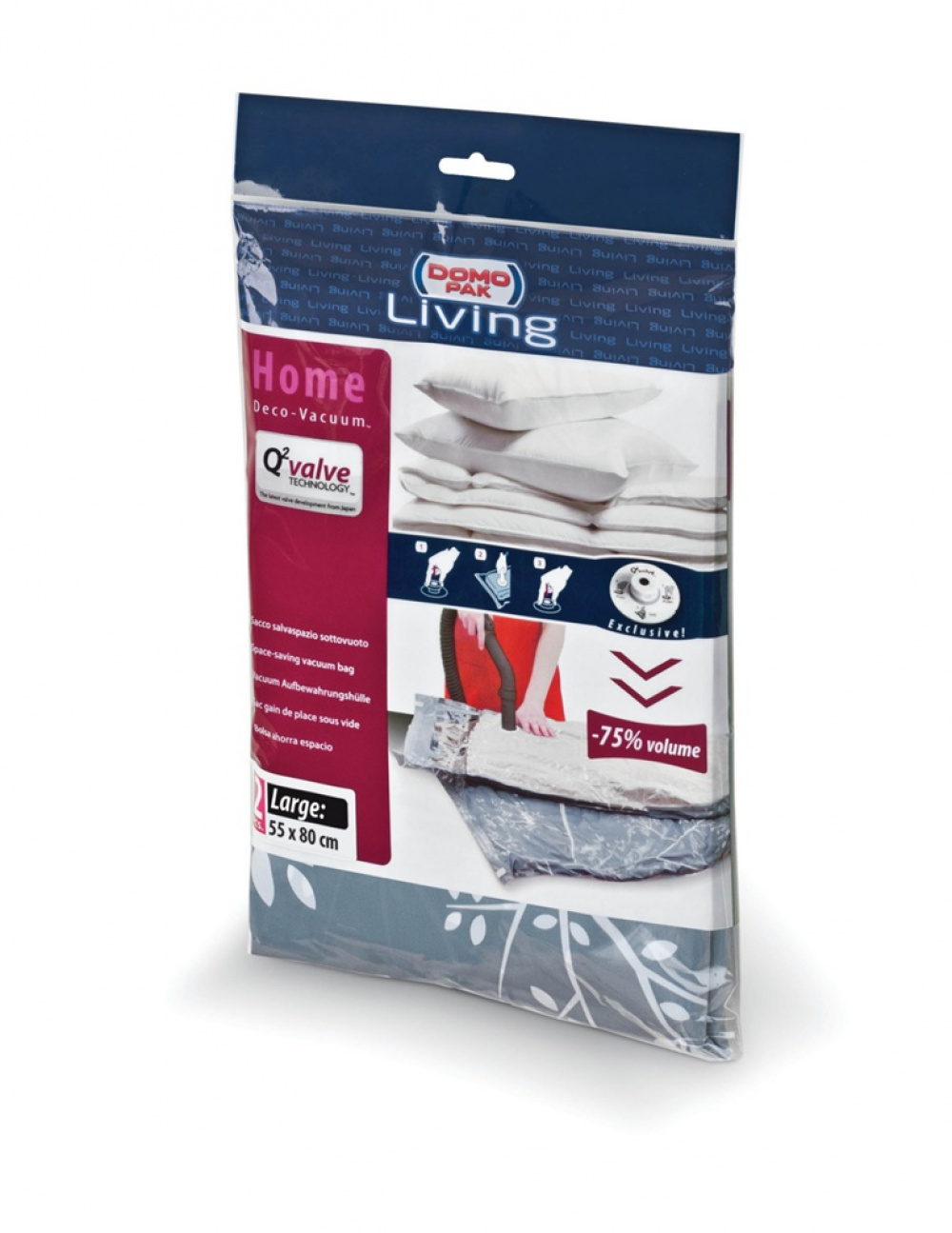 Vacuum bags, Set of 2, LARGE LIVING FLAT, 80 x 55 cm, Black / Clear in the group Storage / Wardrobe storage / Vacuum storage / Compact vacuum bags at SmartaSaker.se (43181)