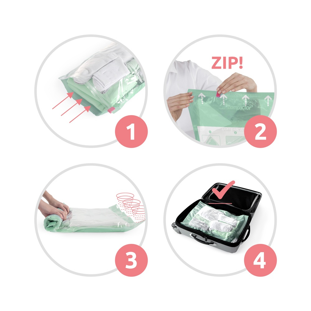 Vacuum bags, Set of 2, MANUAL ROLL-UP, Large, 70 x 55cm, / Green in the group Storage / Wardrobe storage / Vacuum storage / Manual vacuum bags at SmartaSaker.se (43183)