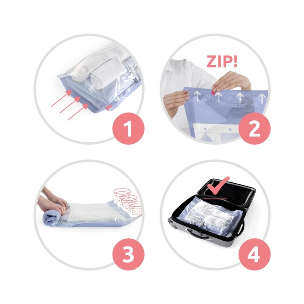 Vacuum bags, Set of 2, MANUAL ROLL-UP, Medium, 65 x 45 cm, Clear / Blue in the group Storage / Wardrobe storage / Vacuum storage / Manual vacuum bags at SmartaSaker.se (43184)