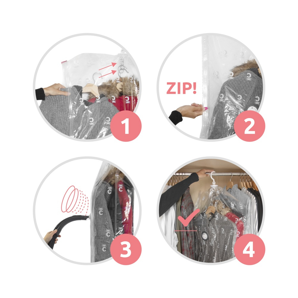 Vacuum bag with hanger, ESPACE LONG, 70 x 145 cm, Transparent in the group Storage / Wardrobe storage / Vacuum storage / Hanging vacuum bags at SmartaSaker.se (43187)