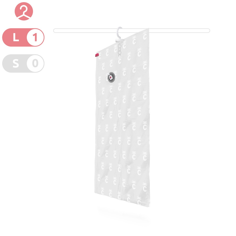 Vacuum bag with hanger, ESPACE LONG, 70 x 145 cm, Transparent in the group Storage / Wardrobe storage / Vacuum storage / Hanging vacuum bags at SmartaSaker.se (43187)