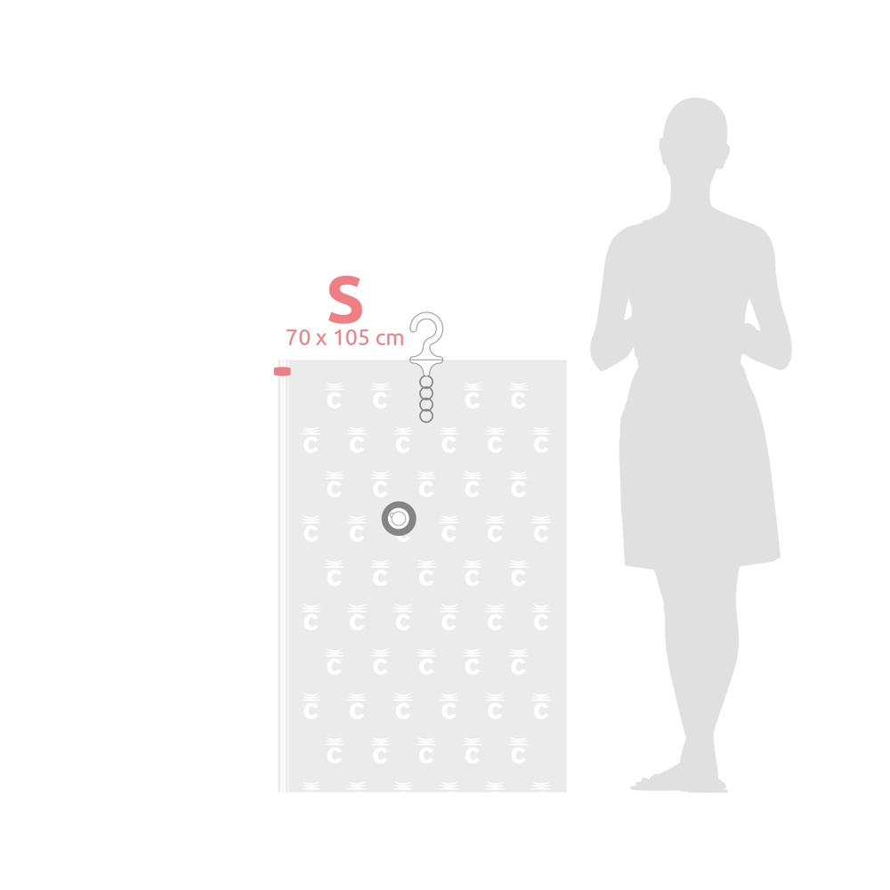 Vacuum bag with hanger, ESPACE SHORT, 70 x 105 cm, Transparent in the group Storage / Wardrobe storage / Vacuum storage / Hanging vacuum bags at SmartaSaker.se (43188)