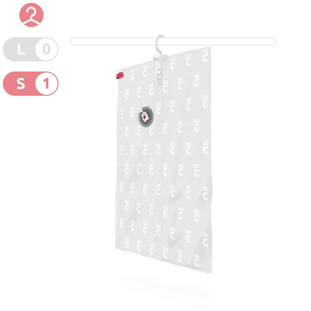 Vacuum bag with hanger, ESPACE SHORT, 70 x 105 cm, Transparent in the group Storage / Wardrobe storage / Vacuum storage / Hanging vacuum bags at SmartaSaker.se (43188)