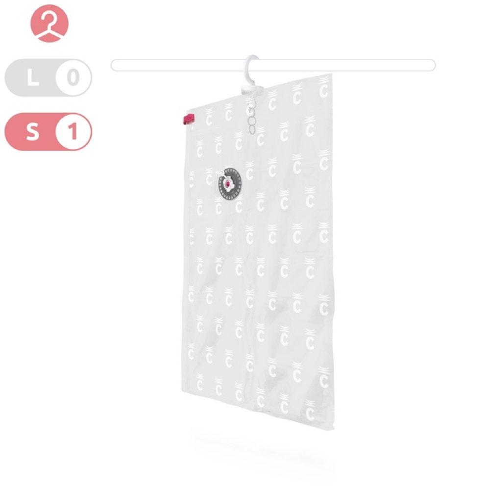 Vacuum bag with hanger, ESPACE SHORT, 70 x 105 cm, Transparent in the group Storage / Wardrobe storage / Vacuum storage / Hanging vacuum bags at SmartaSaker.se (43188)