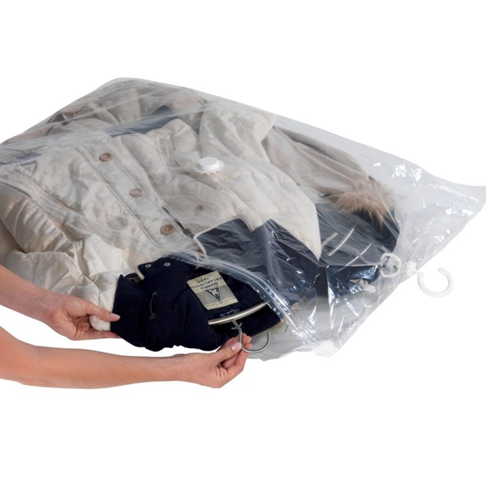 Vacuum bag with hanger, WENKO HOOK LARGE, 70 x H 105 cm, Clear in the group Storage / Wardrobe storage / Vacuum storage / Hanging vacuum bags at SmartaSaker.se (43190)