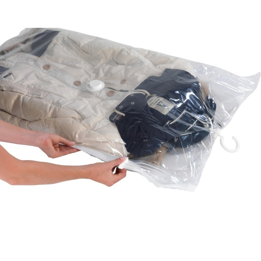 Vacuum bag with hanger, WENKO HOOK LARGE, 70 x H 105 cm, Clear in the group Storage / Wardrobe storage / Vacuum storage / Hanging vacuum bags at SmartaSaker.se (43190)