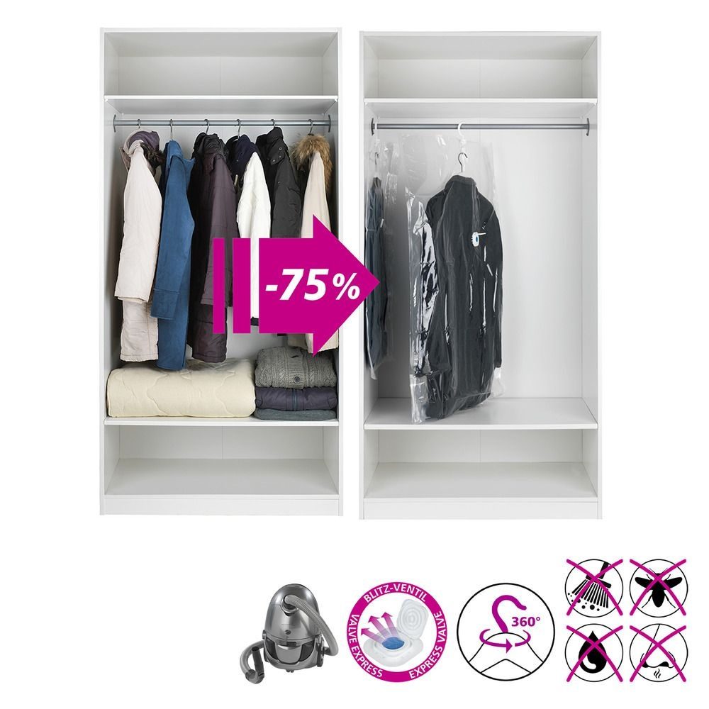 Vacuum bag with hanger, RAUMSPAR XL, 70 x H 145 cm, Clear in the group Storage / Wardrobe storage / Vacuum storage / Hanging vacuum bags at SmartaSaker.se (43191)