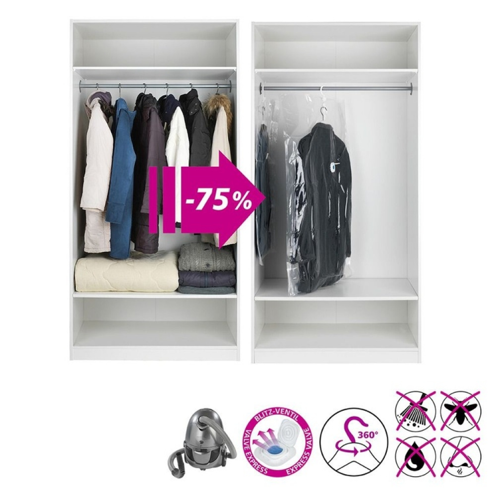 Vacuum bag with hanger, RAUMSPAR XL, 70 x H 145 cm, Clear in the group Storage / Wardrobe storage / Vacuum storage / Hanging vacuum bags at SmartaSaker.se (43191)