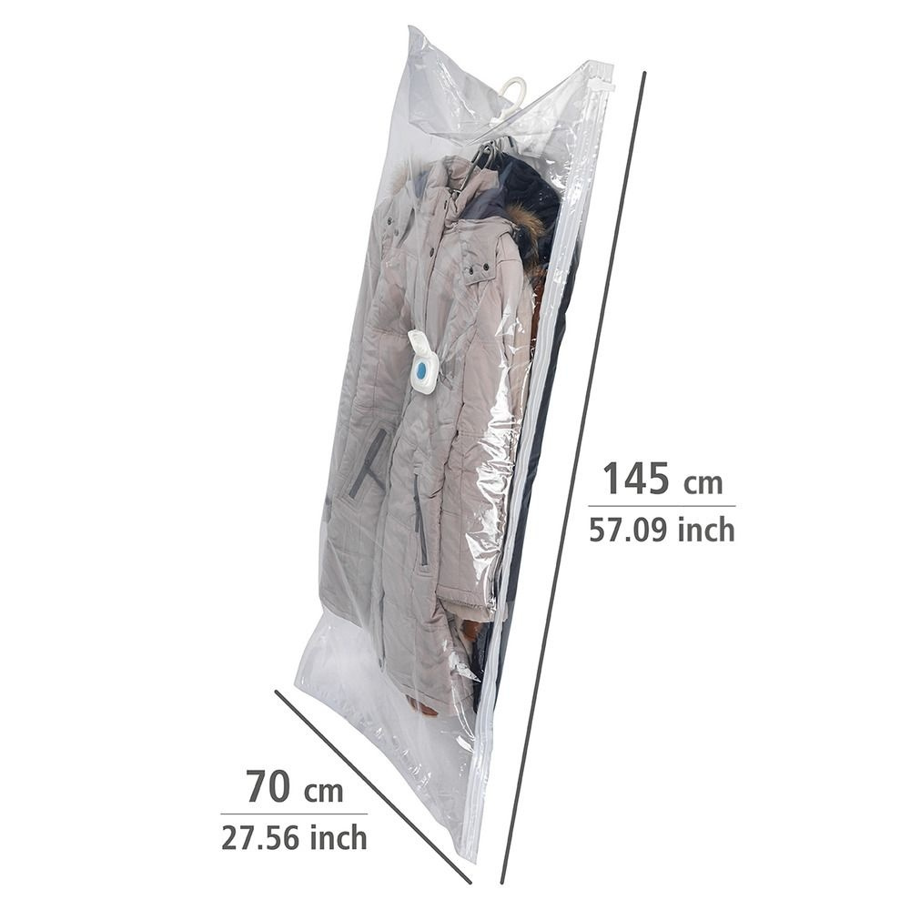 Vacuum bag with hanger, RAUMSPAR XL, 70 x H 145 cm, Clear in the group Storage / Wardrobe storage / Vacuum storage / Hanging vacuum bags at SmartaSaker.se (43191)