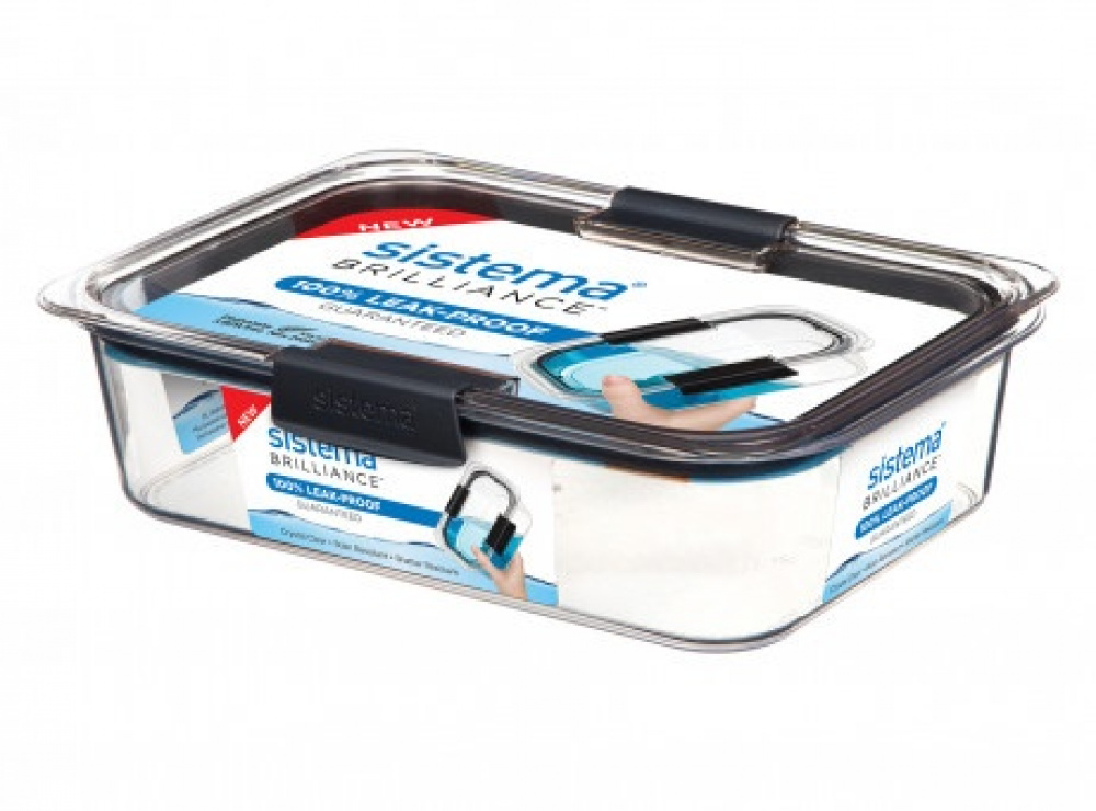Waterproof lunch box, 2000ml, BRILLIANCE LARGE, 28 x 19 x H 7 cm, Sistema, Clear / Black in the group Storage / Kitchen storage / Food containers / Sistema food containers at SmartaSaker.se (43208)