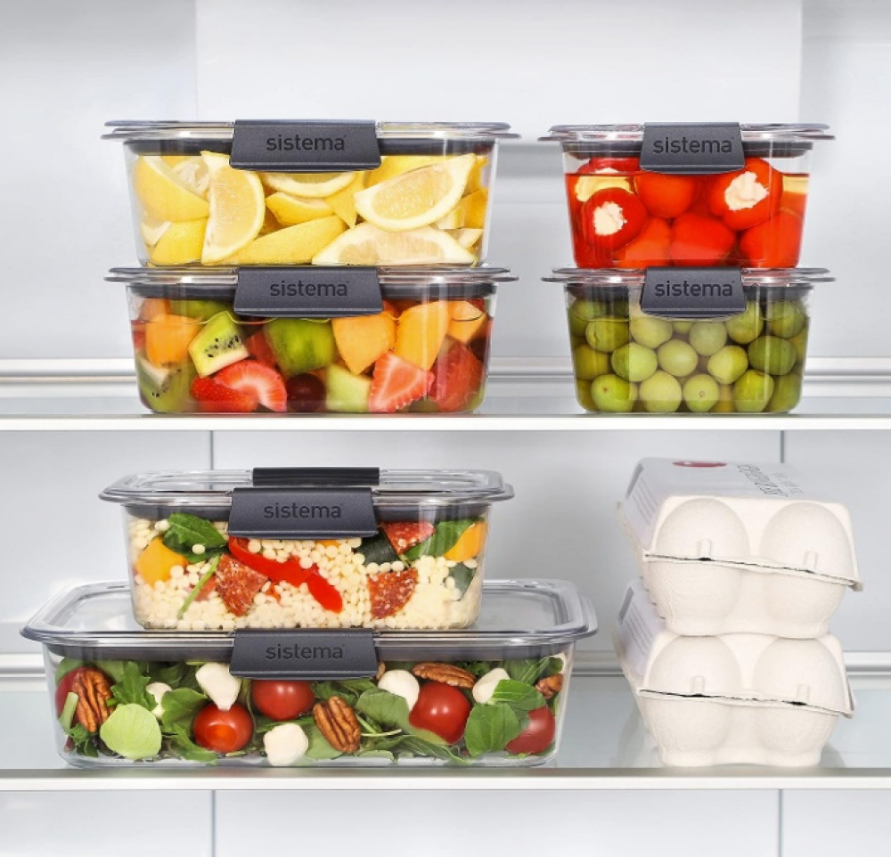 Waterproof lunch box, 2000ml, BRILLIANCE LARGE, 28 x 19 x H 7 cm, Sistema, Clear / Black in the group Storage / Kitchen storage / Food containers / Sistema food containers at SmartaSaker.se (43208)