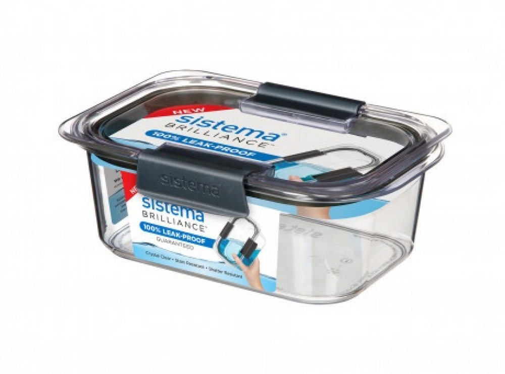 Leakproof food storage, 920 ml, BRILLIANCE MEDIUM, Sistema, Clear / Black in the group Storage / Kitchen storage / Food containers / Sistema food containers at SmartaSaker.se (43210)