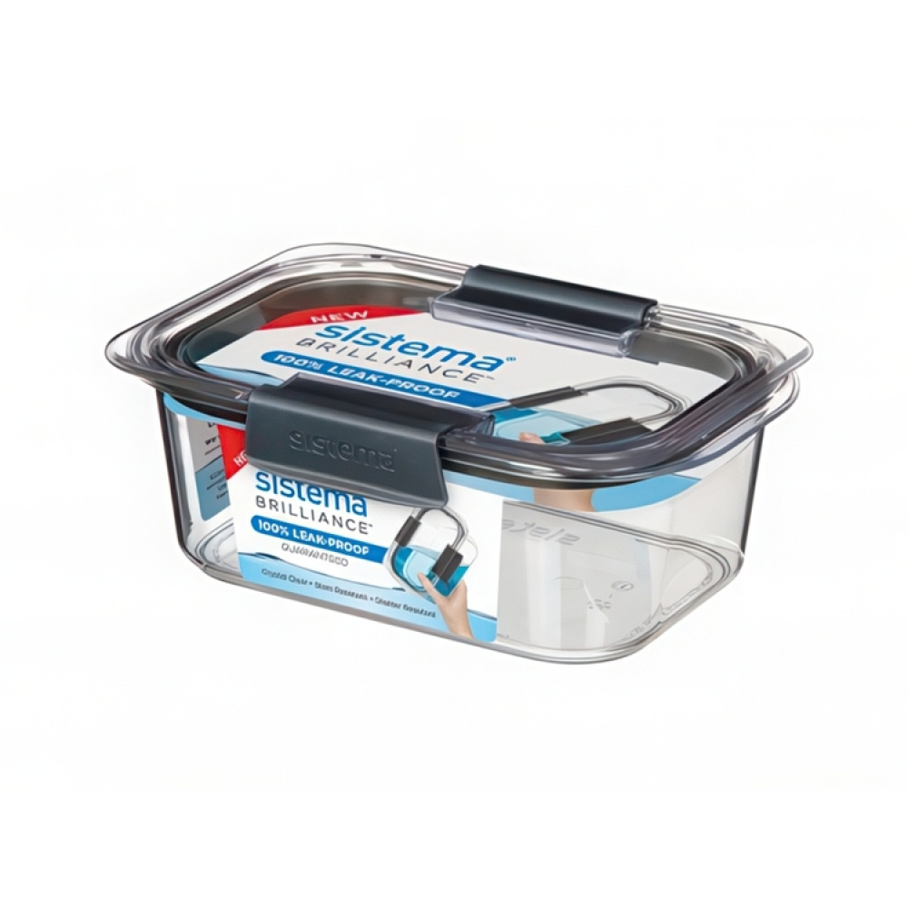 Leakproof food storage, 920 ml, BRILLIANCE MEDIUM, Sistema, Clear / Black in the group Storage / Kitchen storage / Food containers / Sistema food containers at SmartaSaker.se (43210)