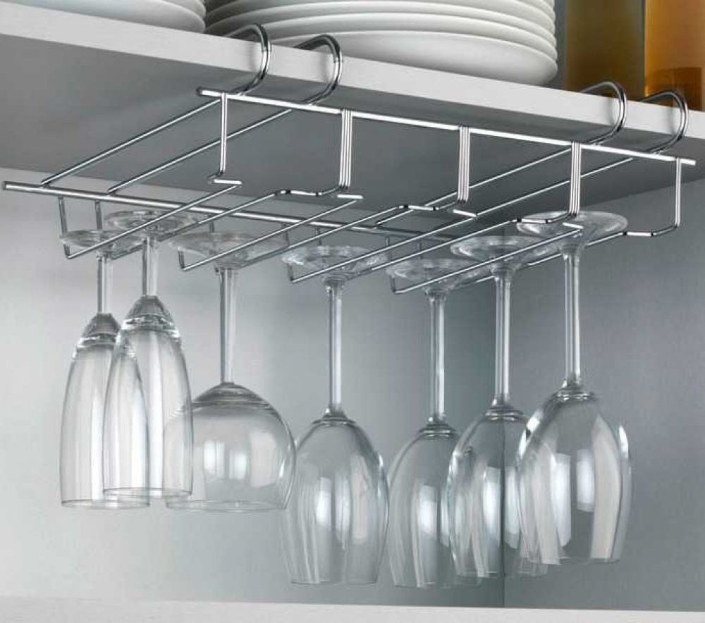 Under Cupboard Rack, LARGE WINE GLASS HANGER, Silver in the group Storage / Kitchen storage / Kitchen cabinet organizers / Under sink storage at SmartaSaker.se (43219)