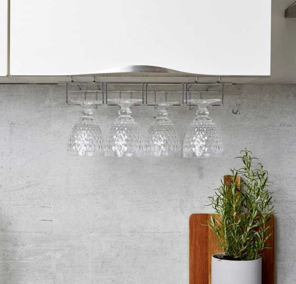 Under Cupboard Rack, LARGE WINE GLASS HANGER, Silver in the group Storage / Kitchen storage / Kitchen cabinet organizers / Under sink storage at SmartaSaker.se (43219)