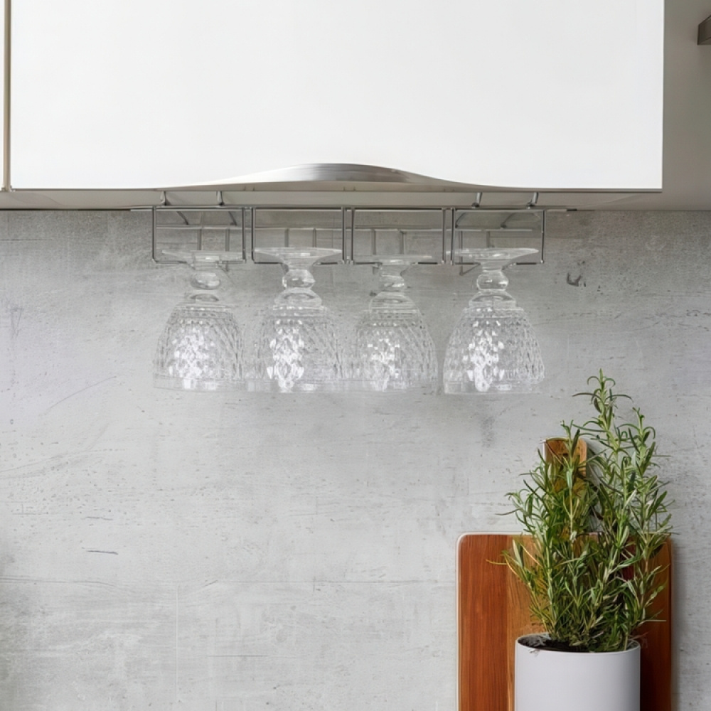 Under Cupboard Rack, LARGE WINE GLASS HANGER, Silver in the group Storage / Kitchen storage / Kitchen cabinet organizers / Under sink storage at SmartaSaker.se (43219)