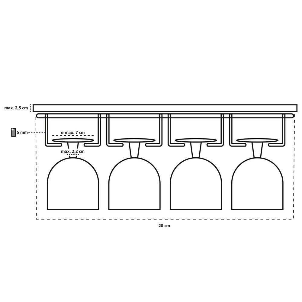Under Cupboard Rack, LARGE WINE GLASS HANGER, Silver in the group Storage / Kitchen storage / Kitchen cabinet organizers / Under sink storage at SmartaSaker.se (43219)